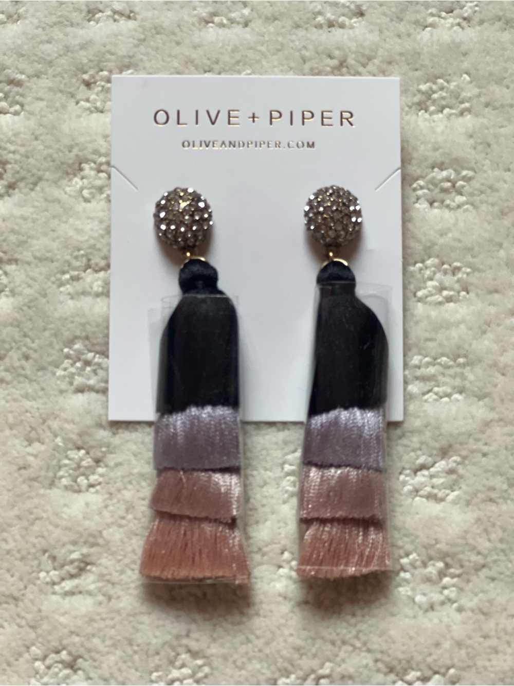 Olive + Piper Pink and Lavender Tiered Tassel Earrings